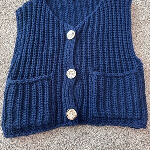 Navy Blue Knit Sweater Vest